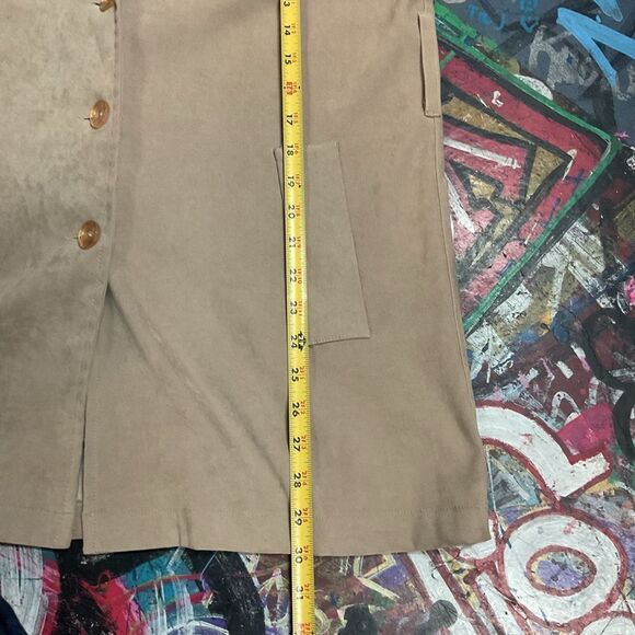 Vintage 90s Beyond Basics by Billie Jo Beige Suede-Look Sports Coat - Size Small - Picture 7 of 9